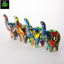Load image into Gallery viewer, Pop Art Printed Elephant Silicone Water Pipe w/ Glass Bowl - 4.9" inch