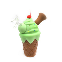 Load image into Gallery viewer, Ice Cream Cone Silicone Mini Bubbler Water Pipe with Glass Bowl Insert
