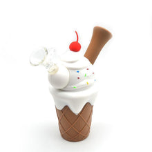 Load image into Gallery viewer, Ice Cream Cone Silicone Mini Bubbler Water Pipe with Glass Bowl Insert
