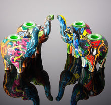 Load image into Gallery viewer, Pop Art Printed Elephant Silicone Water Pipe w/ Glass Bowl - 4.9" inch
